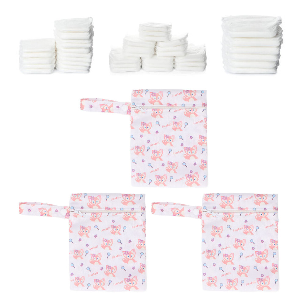 3pcs Wet Bag Cartoon Print Portable Water Proof Hanging Washable Reusable Cloth Diaper Bag for Travel T22