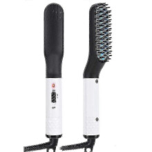 (US, White) Wireless Men Quick Beard Straightener Hair Style Comb Lcd Multifunctional Cordless Usb Charging Straightening Brush