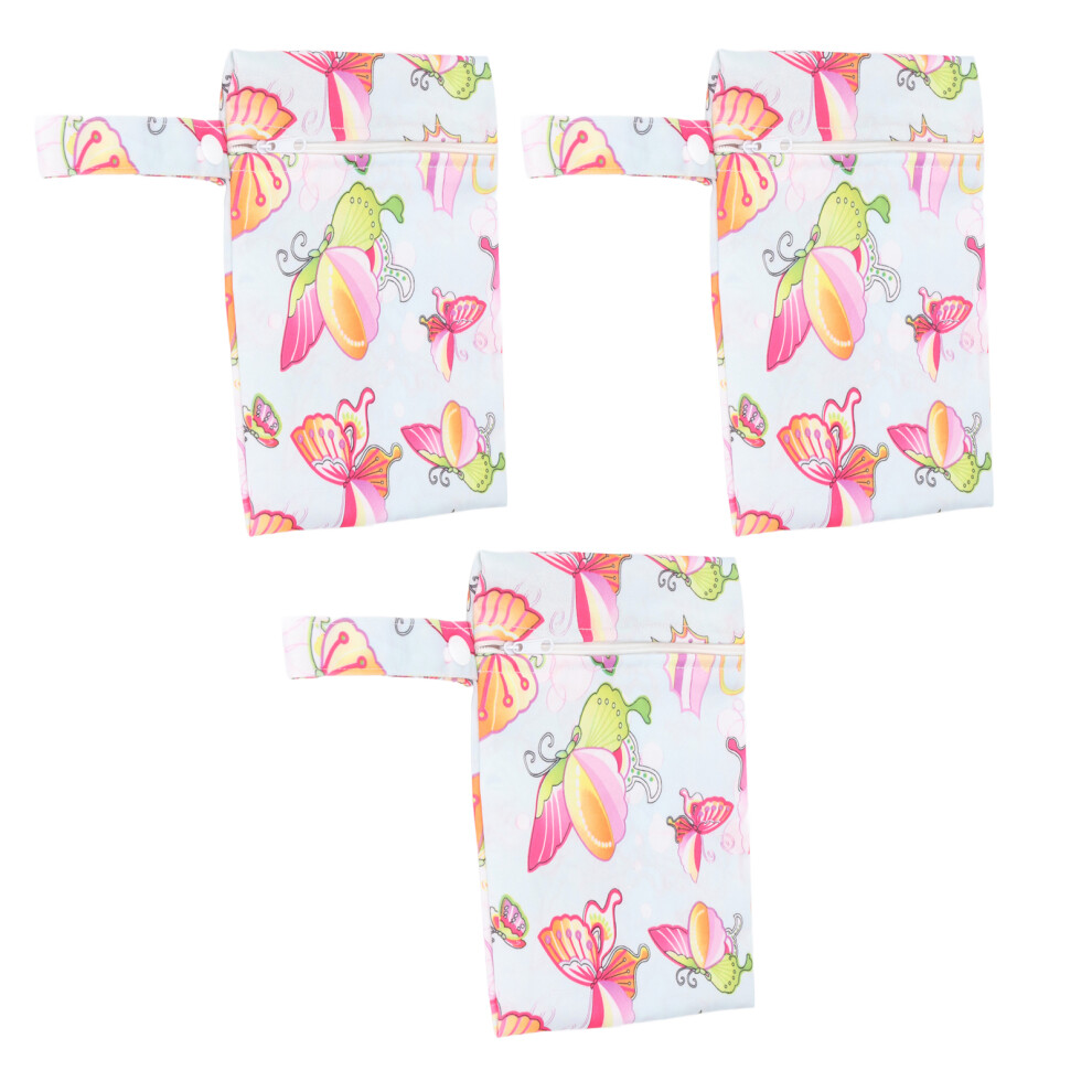 3pcs Wet Dry Bags for Baby Cloth Diapers Printed Water Resistant Cloth Diaper Wet Dry Bags for Swimsuits Wet Clothes Travel Beach Pool T04
