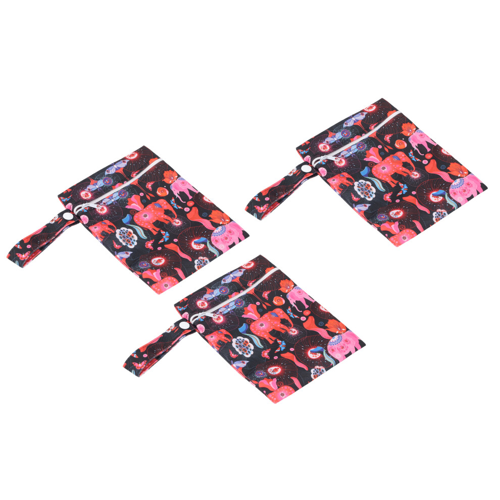 3pcs Wet Dry Bags for Baby Cloth Diapers Printed Water Resistant Cloth Diaper Wet Dry Bags for Swimsuits Wet Clothes Travel Beach Pool T02