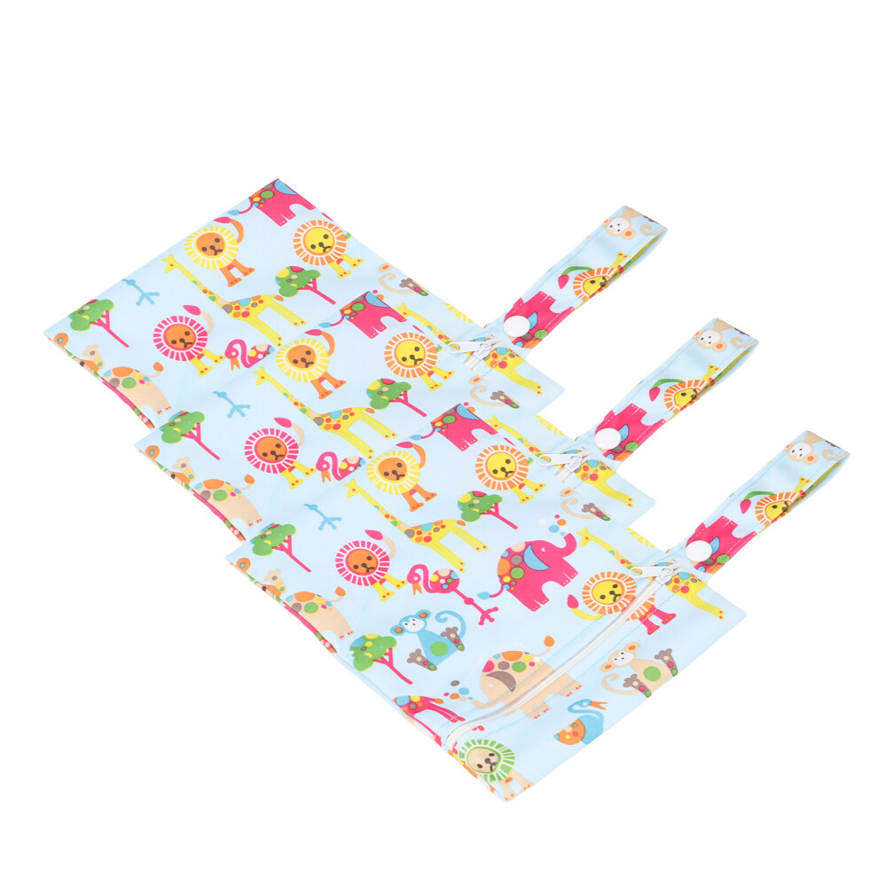 3pcs Cloth Diaper Bag Zippered Pocket Water Resistant Printed Reusable Travel Beach Pool Yoga Gym Wet Bag for Swimsuits T10