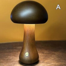 (A, Dark brown) Mushroom Lamp For Bedroom, Portable Dimmable Bedside Lamp With Usb Charging