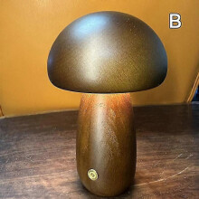 (B, Dark brown) Mushroom Lamp For Bedroom, Portable Dimmable Bedside Lamp With Usb Charging