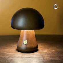 (C, Dark brown) Mushroom Lamp For Bedroom, Portable Dimmable Bedside Lamp With Usb Charging
