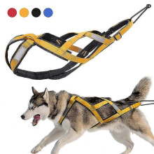 (M, Yellow) Dog Sledding Weight Pulling Harness Reflective for Pets Training