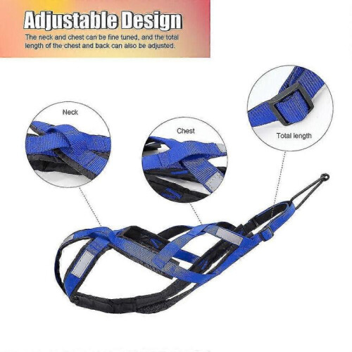 (L, Blue) Dog Sledding Weight Pulling Harness Reflective for Pets Training 2
