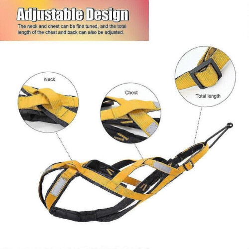 (2XL, Yellow) Dog Sledding Weight Pulling Harness Reflective for Pets Training 1