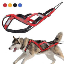 (M, Red) Dog Sledding Weight Pulling Harness Reflective for Pets Training
