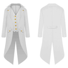 (155, White) Halloween Costumes Halloween Parent-Child Clothing Men's Retro Clothing Children's Mid-Length Punk Retro Tuxedo