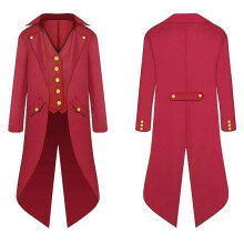 (145, Red) Halloween Costumes Halloween Parent-Child Clothing Men's Retro Clothing Children's Mid-Length Punk Retro Tuxedo