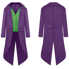 (135, Purple) Halloween Costumes Halloween Parent-Child Clothing Men's Retro Clothing Children's Mid-Length Punk Retro Tuxedo