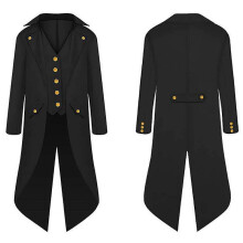 (XL, Black) Halloween Costumes Halloween Parent-Child Clothing Men's Retro Clothing Children's Mid-Length Punk Retro Tuxedo