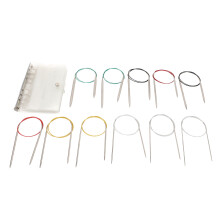 11 Stück Edelstahl Rundstricknadeln Set 2-8mm 80cm