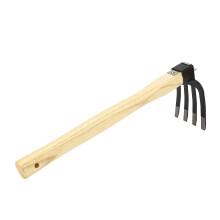 Hoe Fork Combo Wooden Handle Garden Hand Digger Rake Garden Hand Tool for Crushing and Aerating Soil