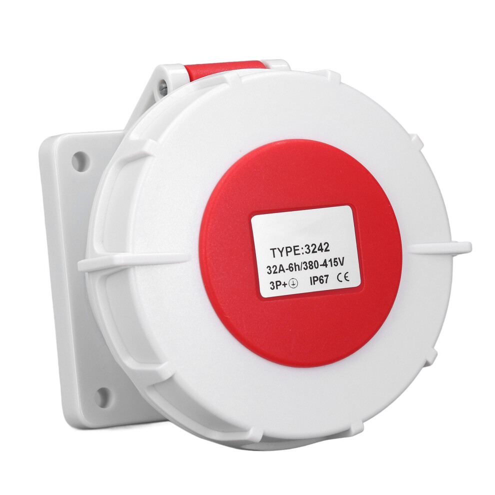 Industrial Socket Connector 3 Phase 4 Pin 32A Ip67 Water Proof Flame Retardant Concealed Socket Ac380â415V 6911313376291