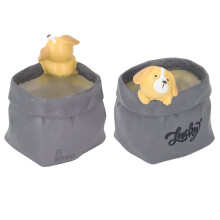 Mini-Resin-Hundekopf-Stifthalter mit Sukkulenten-Desktop-Dekor & Büro-Organizer