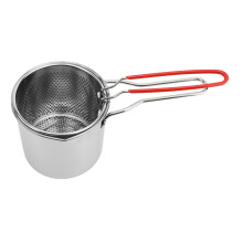Deep Fryer Pot Small Stainless Steel Deep Frying Pot with Strainer Basket Lid Milk Pan Food Cooking Pot for Kitchen French Fries Shrimp Chi