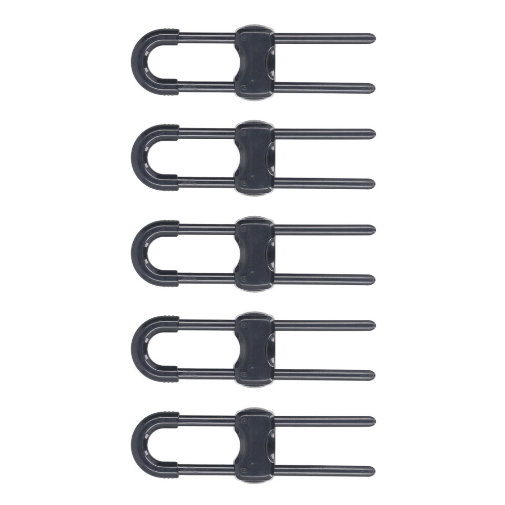 5Pcs Cabinet Handle Locks Multifunctional Adjustable U Shaped Child Safety Locks For Cabinet Drawer Gate Furniture Door Closet Black