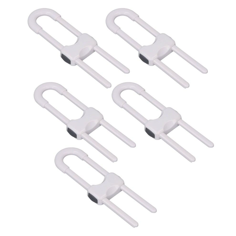 5Pcs Cabinet Handle Locks Multifunctional Adjustable U Shaped Child Safety Locks For Cabinet Drawer Gate Furniture Door Closet White