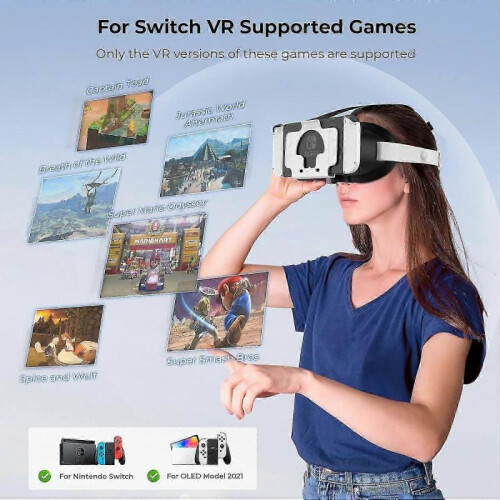 Upgraded VR Headset for Nintendo Switch & Switch OLED Model, Switch VR Glasses with Adjustable HD Lenses and Head Strap with Rotary Button 2