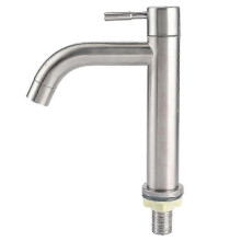 Single Cold Water Faucet G1/2 In Brushed Stainless Steel with Large Single Hole Basin from KUOLU STORE