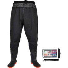 (41, Black) Waist Fishing Wader Pants With Waterproof Boots, Fishing Waders Pants For Men Women