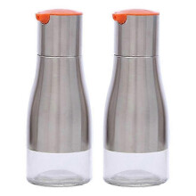 (Orange) Olive Oil and Vinegar Dispenser Bottle Set by 2 Pack Elegant Stainless Steel Oil Dispenser Set