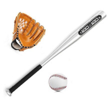 (Brown) Baseball Balls Set Baseball Bat+Baseball+Baseball Gloves 25in Aluminum Alloy Baseball Bat 10.5in PVC