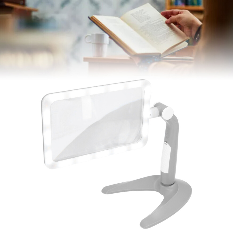 Light Magnifying Glass With 48 Led Cold Warm 2.5X 3 Modes 180 Degree Rotation Rectangular Illuminated Ed Reading Magnifier For Seniors