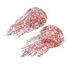 Rhinestone wiederverwendbare Brustwarzen-Tasseln aus PU PET Pasties für Festivalparty