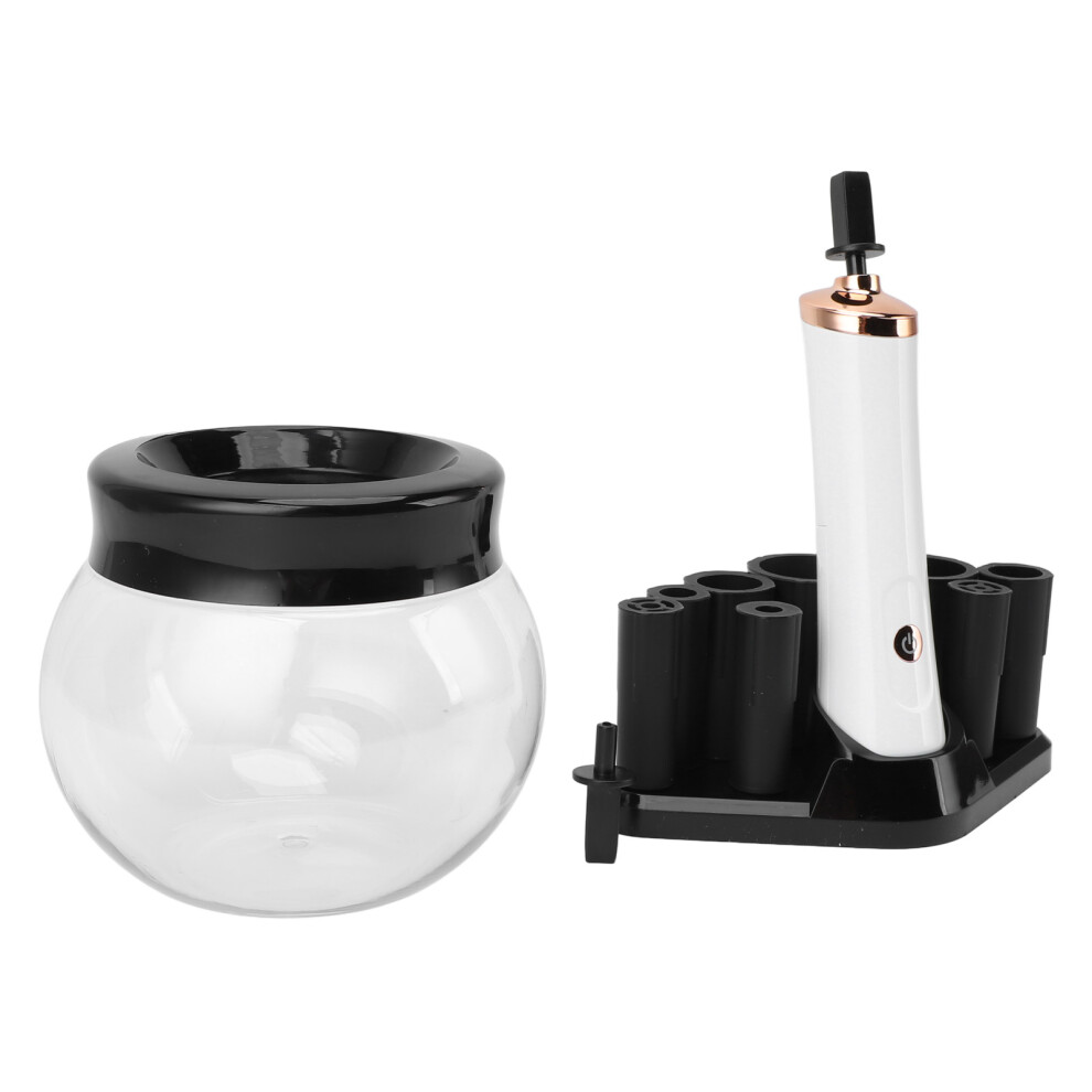 White Makeup Brush Cleaner Dryer 8 Size Silicone Collars Deep Cleaning Automatic Makeup Brush Cleaner For Manicure