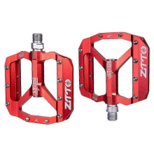 (Style D, Multicolor) ZTTO JT01 1 Pair MTB Bike Aluminum Alloy 12mm Axle Flat Pedal Bicycle Lightweight Bearing Pedals