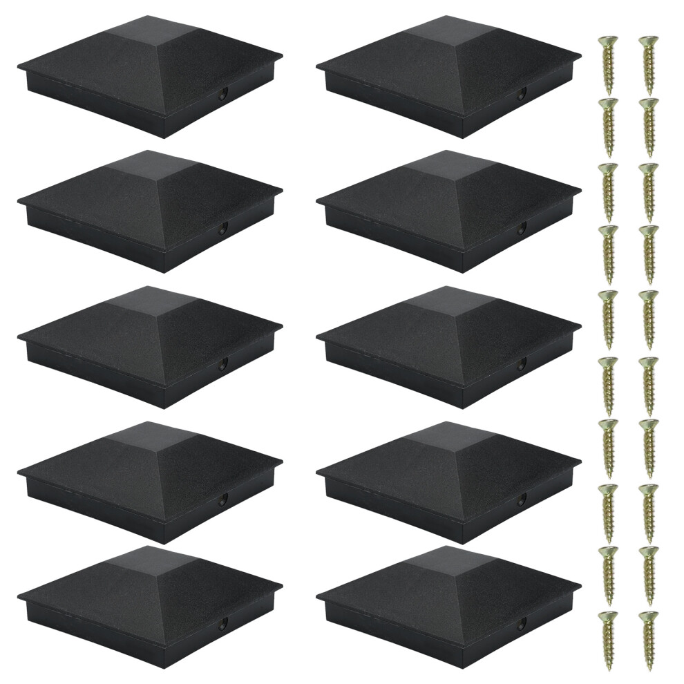 10 Pack 102*102mm(4*4inch) Wood Fence Post Caps Plastic Deck Post Caps Water-Proof UV-Proof Keep Post from Cracking and Rotting Outdoor Pos