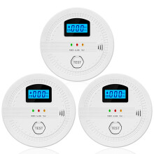 3 Packs Smoke and Carbon Monoxide Detector 2 In 1 CO and Smoke Detectors LCD Display Smart Detector Sound Light Alarm Low Battery Warning S