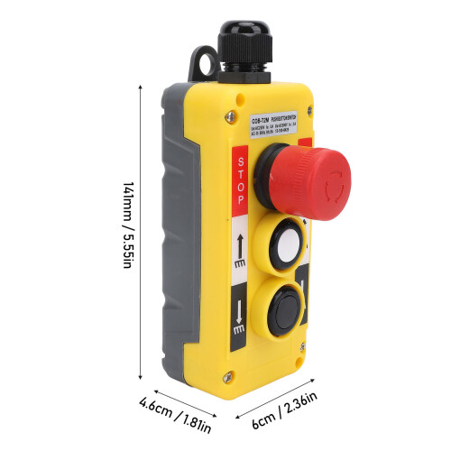 Crane Hoist Controller Push Button Switch Water Resistant 2 Key IP68 Industrial Remote Control with Emergency Stop 1
