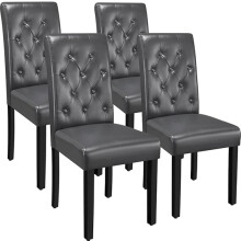 Yaheetech Dining Chairs Set of 4 Side Chair with High Back and Soft Padded Seat for Home Dining Room Grey