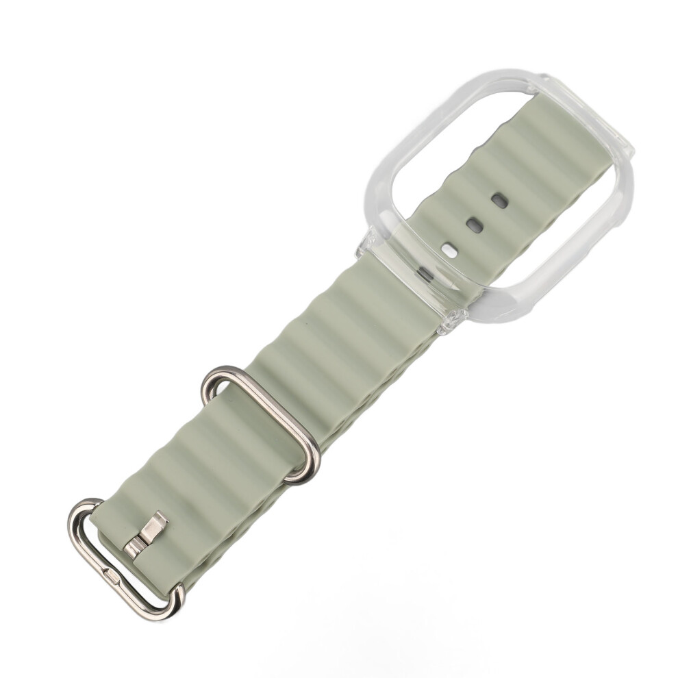 Silicone Replacement Wristband For Watch 4 With Transparent Pc Frame Soft Adjustable Quick Release Smart Watch Strap Light Green 6951313408578