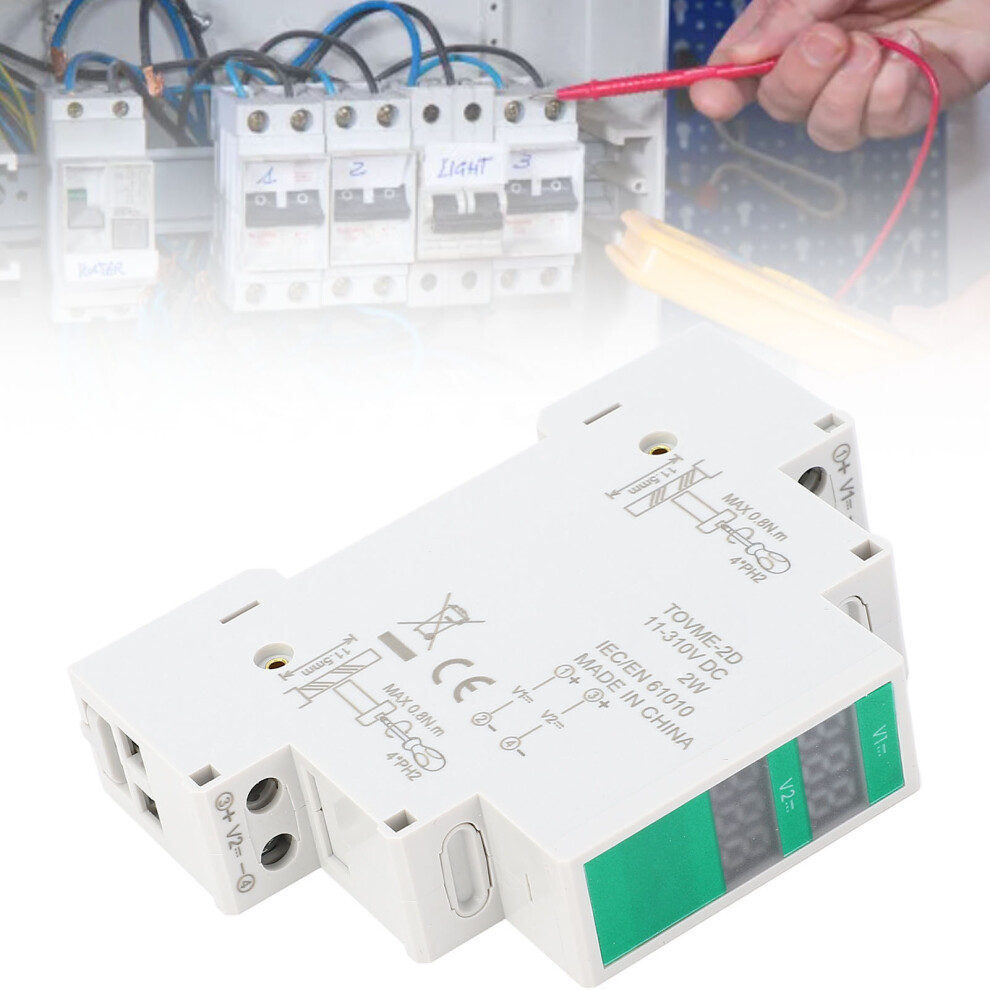 Din Rail Voltmeter Dc 11V To 310V Voltage Range Lcd Digital Display Din Rail Mount Voltage Meter 3181313409807