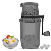 Hand Ice Crusher Machine for Home Use with Stainless Steel Blades Manual Hand Crank Ice Breaker No BPA Transparent Portable Ice Crusher for