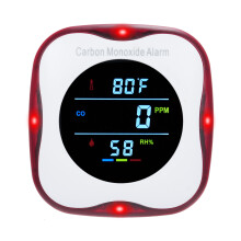 3-in-1 Rauchmelder-Steckdose mit LCD-Temperatur- und Luftfeuchtigkeitsmessung, kompaktes Format 75x79x53mm