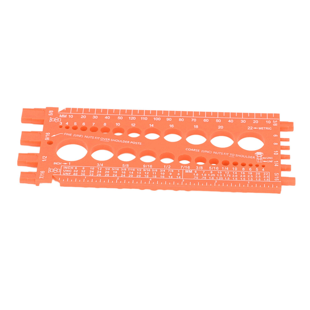 Nut Bolt Screw Gauge Multi Functional Inch Metric Quick Identification Nut Bolt Thread Checker For Workshop Garage Orange 9301313429436