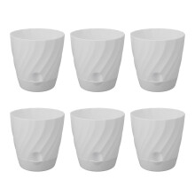 6 Stück weiße Kunststoff-Blumentöpfe, 12,2 cm Durchmesser, 12,3 cm Höhe