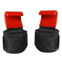 (Broadside 2pcs, Red) Weight Lifting Rod Hooks Heavy Duty Wrist Wraps Training Pull-up Palms Grip Straps
