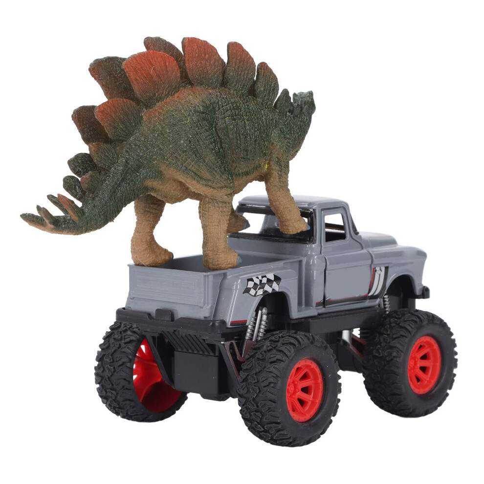 Dinosaur Transport Truck Trailer Off Road Pickup Model Sound Light Pull Back Openable Door Dinosaur Toy Car for Kids Grey-image-OPC-PHQ8JKX-NEW