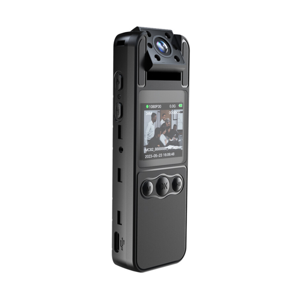 1080P Body Camera With Audio And Video Recording Wearable Body Cam Mini Webcam 180 Rotatable Lens Ir Night Vision One-Key Alarm With Back 5031313441001