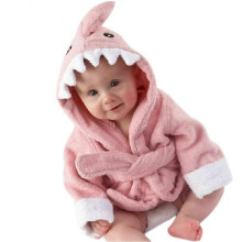 (4) Embroidered Soft Baby Gown Bath Robe Animal Design Infant Dressing Clothes