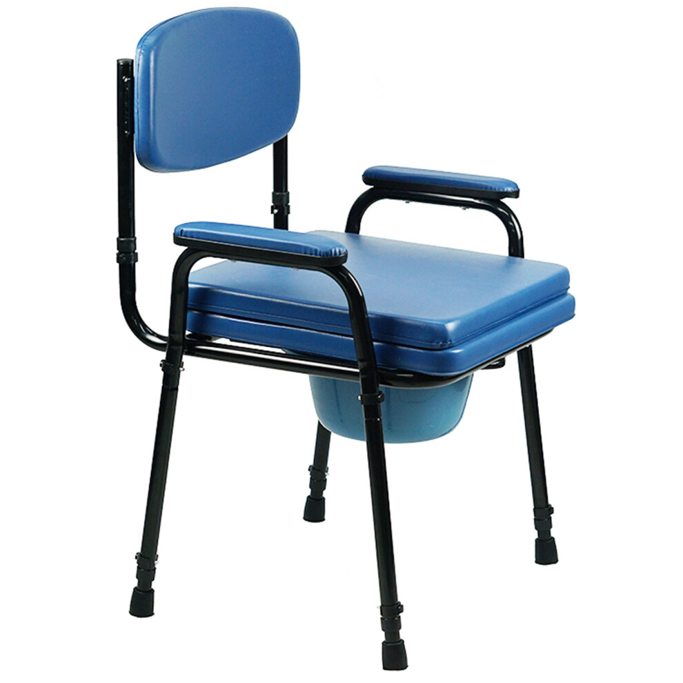 Padded Steel Commode Toilet Chair And Pan Height Adjustable Seat