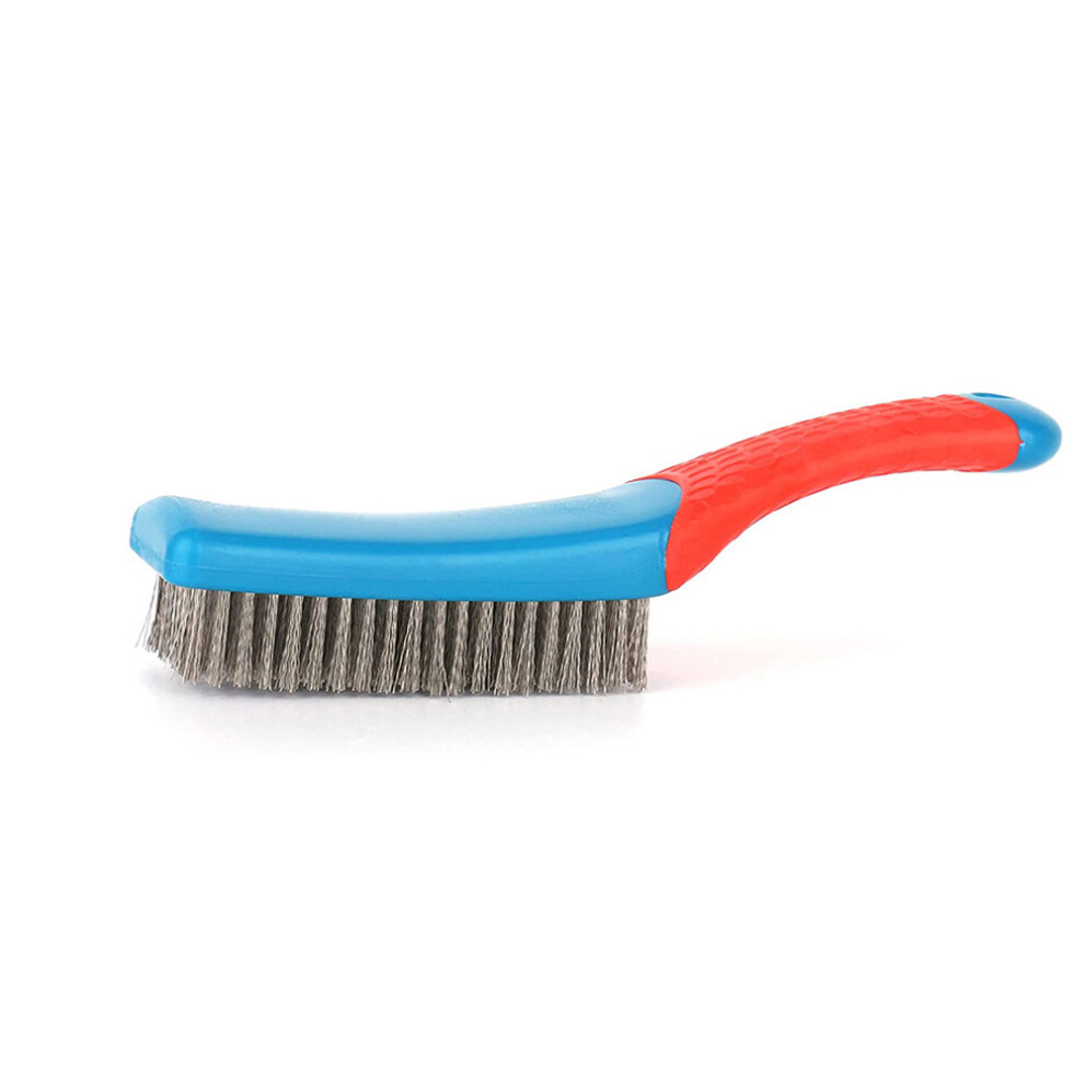Small Wire Brush Stainless Steel Scratch Brushes Multipurpose Silicone Handle Brush For Metal Rust Removal Paint Scrubbing Concrete Cleanin 4951313452580