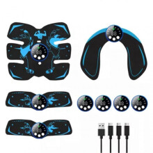 (Blue 4 kit) ABS Stimulator Electric ABS Muscle Stimulator Rechargeable Wireless Muscle Toner 8 Modes 29 Levels Intensitys 4pcs/Set