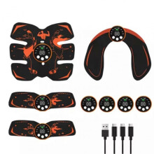 (Orange 4 kit) ABS Stimulator Electric ABS Muscle Stimulator Rechargeable Wireless Muscle Toner 8 Modes 29 Levels Intensitys 4pcs/Set